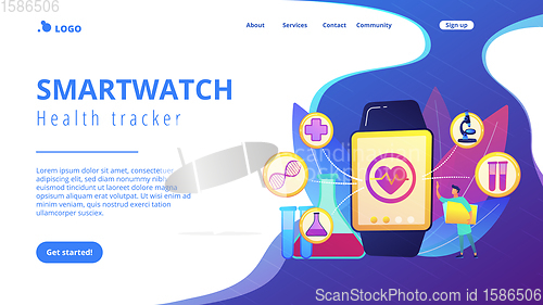 Image of Smartwatch health tracker concept landing page.