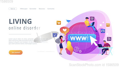 Image of Internet addiction concept landing page.