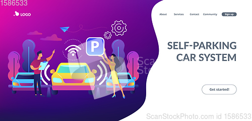 Image of Self-parking car system concept landing page.