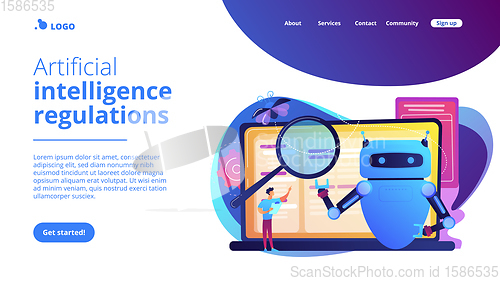 Image of Artificial intelligence regulations concept landing page.