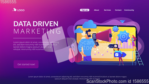 Image of Data driven marketing concept landing page.