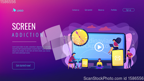 Image of Screen addiction concept landing page.