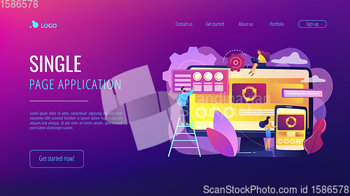 Image of Single page application concept landing page.
