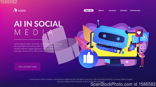 Image of AI in social media concept landing page.