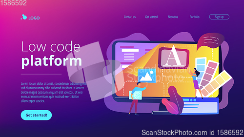 Image of Low code development concept landing page.