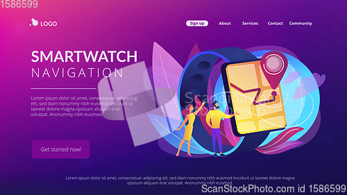 Image of Smartwatch navigation concept landing page.