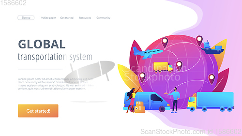 Image of Global transportation system concept landing page.