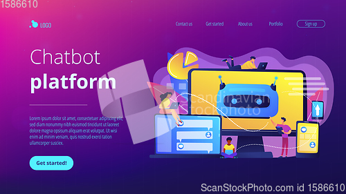 Image of Chatbot development platformconcept landing page.