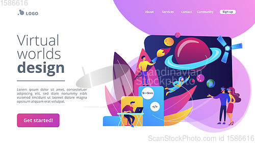 Image of Virtual world development concept landing page