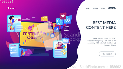Image of Content aggregator concept landing page