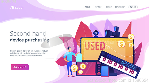 Image of Used electronics trading concept landing page.