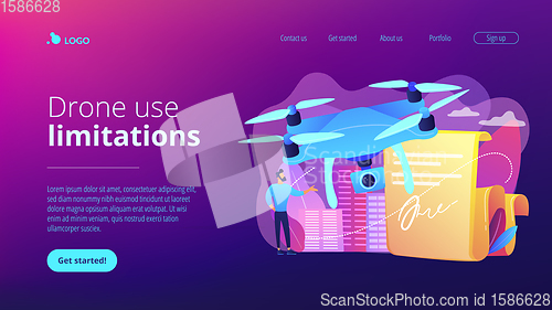 Image of Drone flying regulations concept landing page.