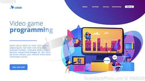 Image of Computer games development concept landing page