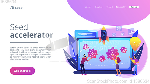 Image of Startup accelerator concept landing page.