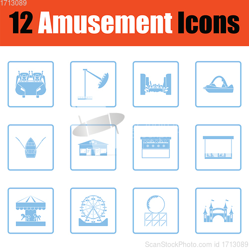 Image of Amusement park icon set