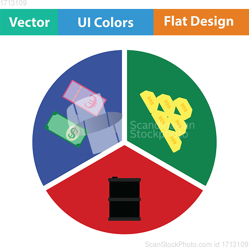 Image of Oil, dollar and gold chart concept icon