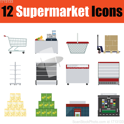 Image of Supermarket icon set in