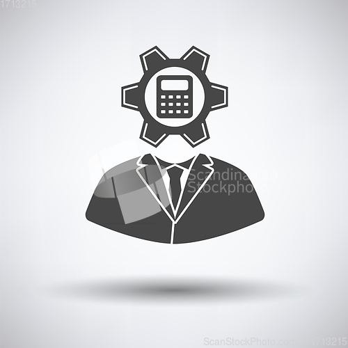 Image of Analyst with gear hed and calculator inside icon