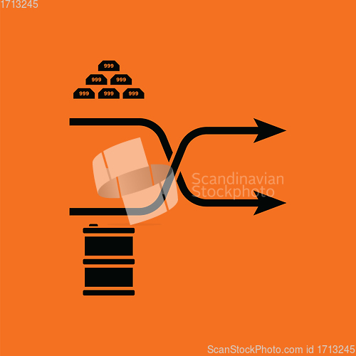 Image of Gold and oil comparison chart icon