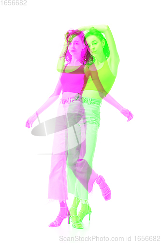 Image of Multiple portrait with glitch duotone effect