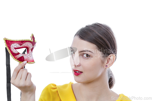 Image of Portrait of a Young Woman with a Mask