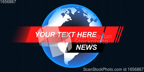 Image of Template, mockup for breaking news screen on TV, video, online newspapers and magazines. Copyspace to insert image and text