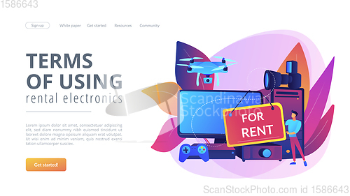 Image of Renting electronic device concept landing page.