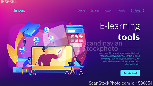 Image of Global online education concept landing page.