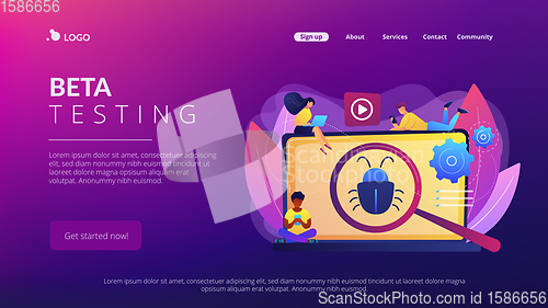 Image of Beta testing concept landing page.