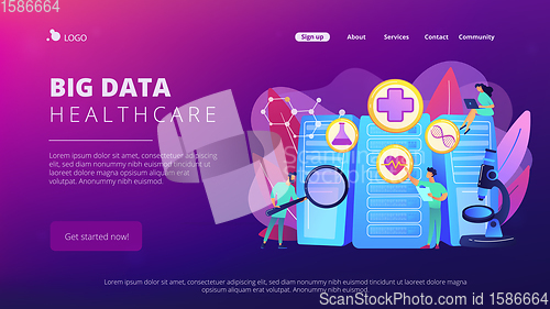 Image of Big data healthcare concept landing page.