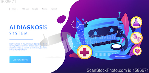 Image of AI use in healthcare concept landing page.