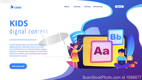 Image of Kids digital content concept landing page.