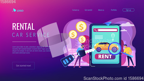 Image of Rental car service concept landing page.