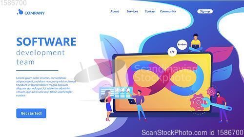 Image of DevOps team concept landing page