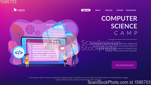 Image of Computer programming camp concept landing page.