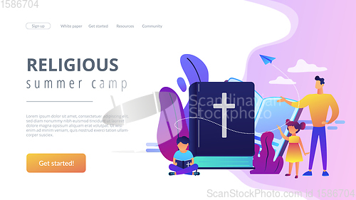 Image of Religious summer camp concept landing page.