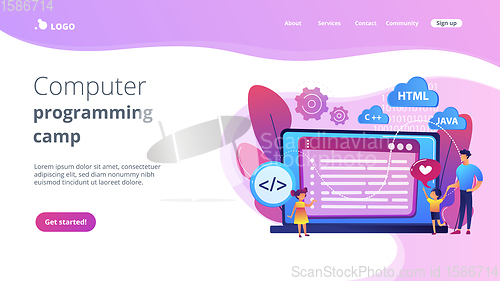 Image of Computer programming camp concept landing page.