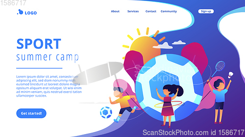 Image of Sport summer camp concept landing page.