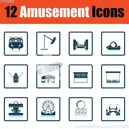 Image of Amusement park icon set