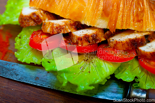 Image of savory croissant brioche bread with chicken breast