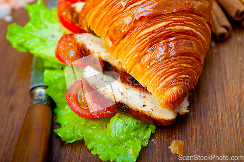 Image of savory croissant brioche bread with chicken breast