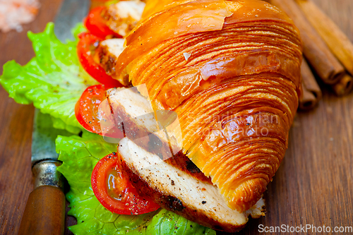 Image of savory croissant brioche bread with chicken breast