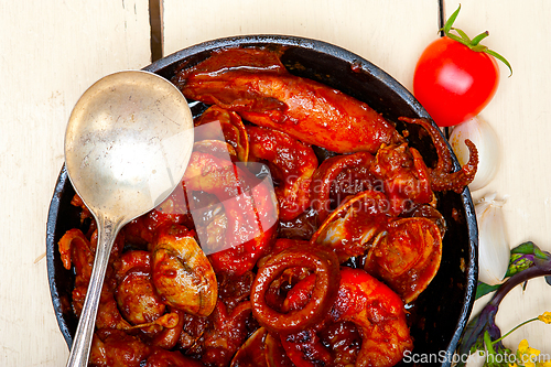 Image of fresh seafoos stew on an iron skillet