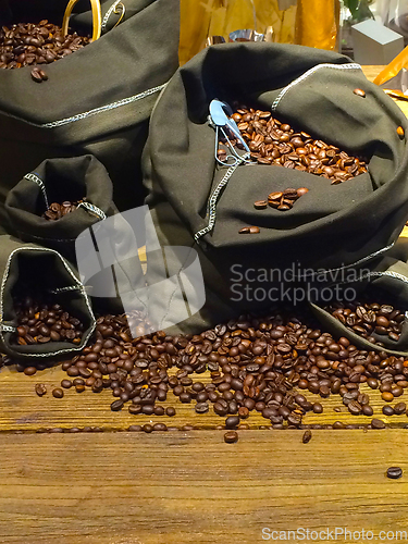 Image of coffee beans on bags