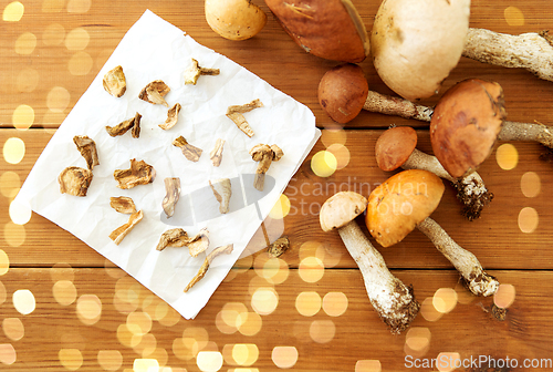 Image of dried mushrooms on baking paper