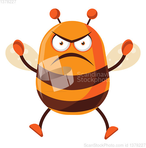 Image of Bee is angry, illustration, vector on white background.