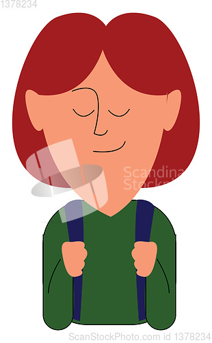 Image of School girl with bag, vector or color illustration.