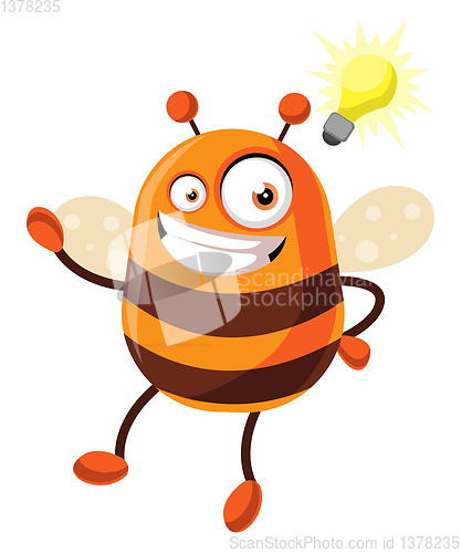 Image of Bee has a great idea, illustration, vector on white background.