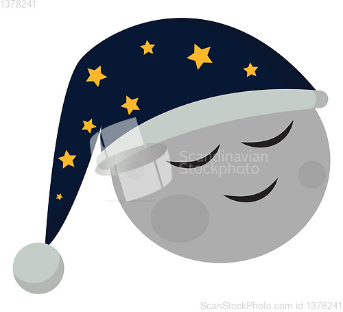 Image of Sleeping moon, vector or color illustration.