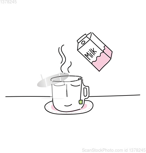 Image of Image of coffee with milk, vector or color illustration.